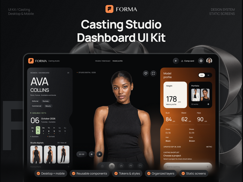 Casting Studio Dashboard UI Kit - Dashboard, Agency design asset by UI8