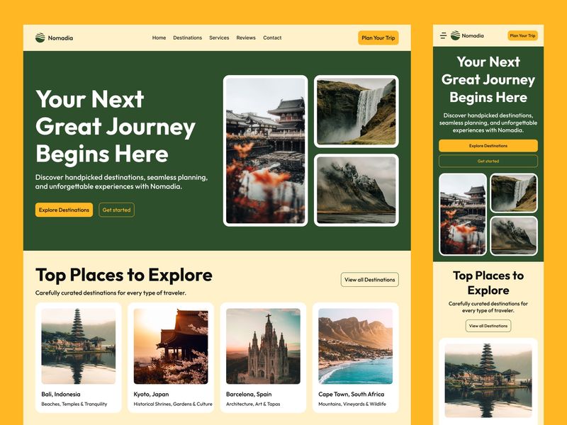 Nomadia 🗺️ – Online Travel Agency Landing Page