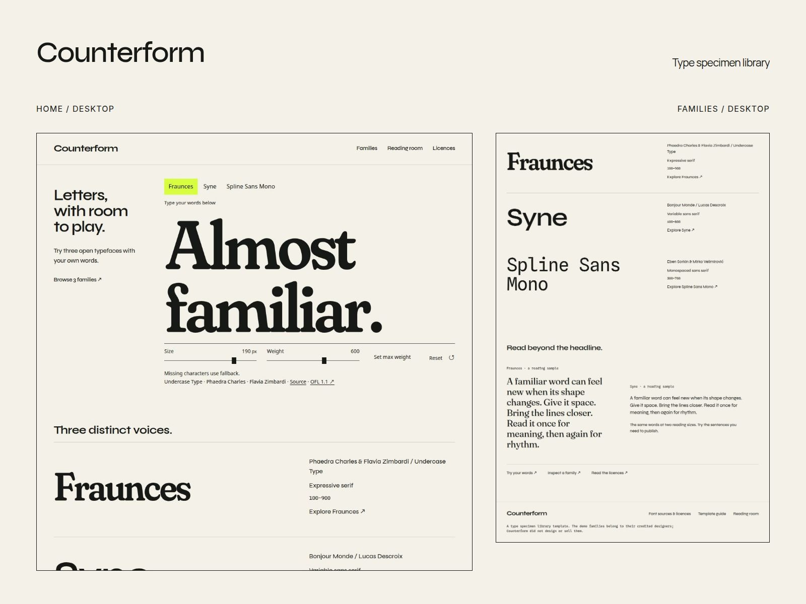 Counterform — try the type in context