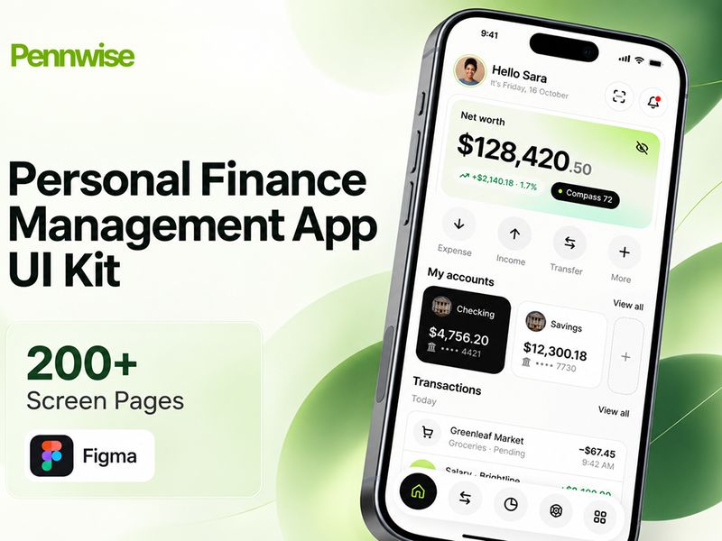 Pennwise — Personal Finance App - Portfolio, Mobile design asset by UI8