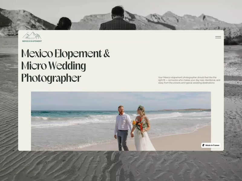 Framer Web Design for Elopement in Mexico