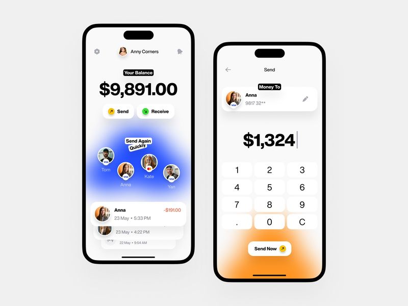 Storing money and executing transaction - Mobile app design