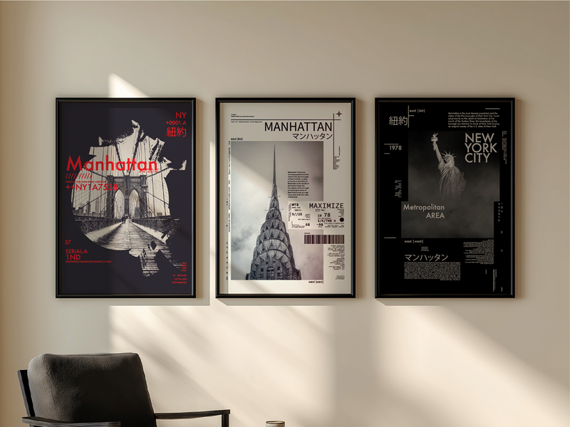Free AI Poster Set — Manhattan Series / Experimental Typography & Urban Graphics