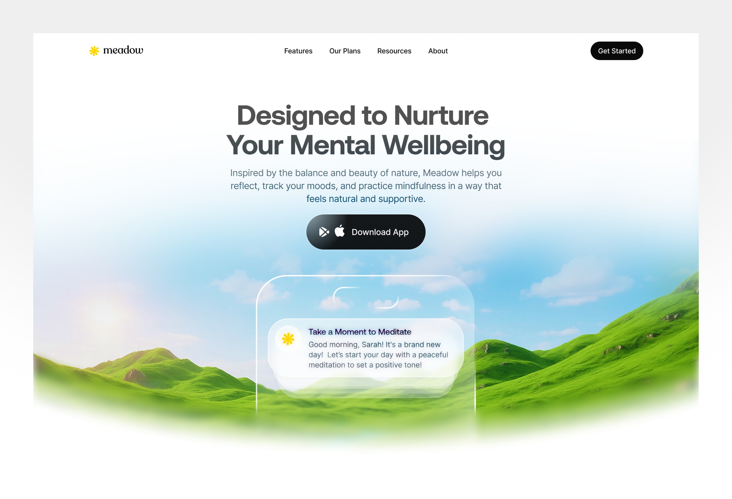Hero Section & Brand Exploration for a Fictional Mental Health App Image 3