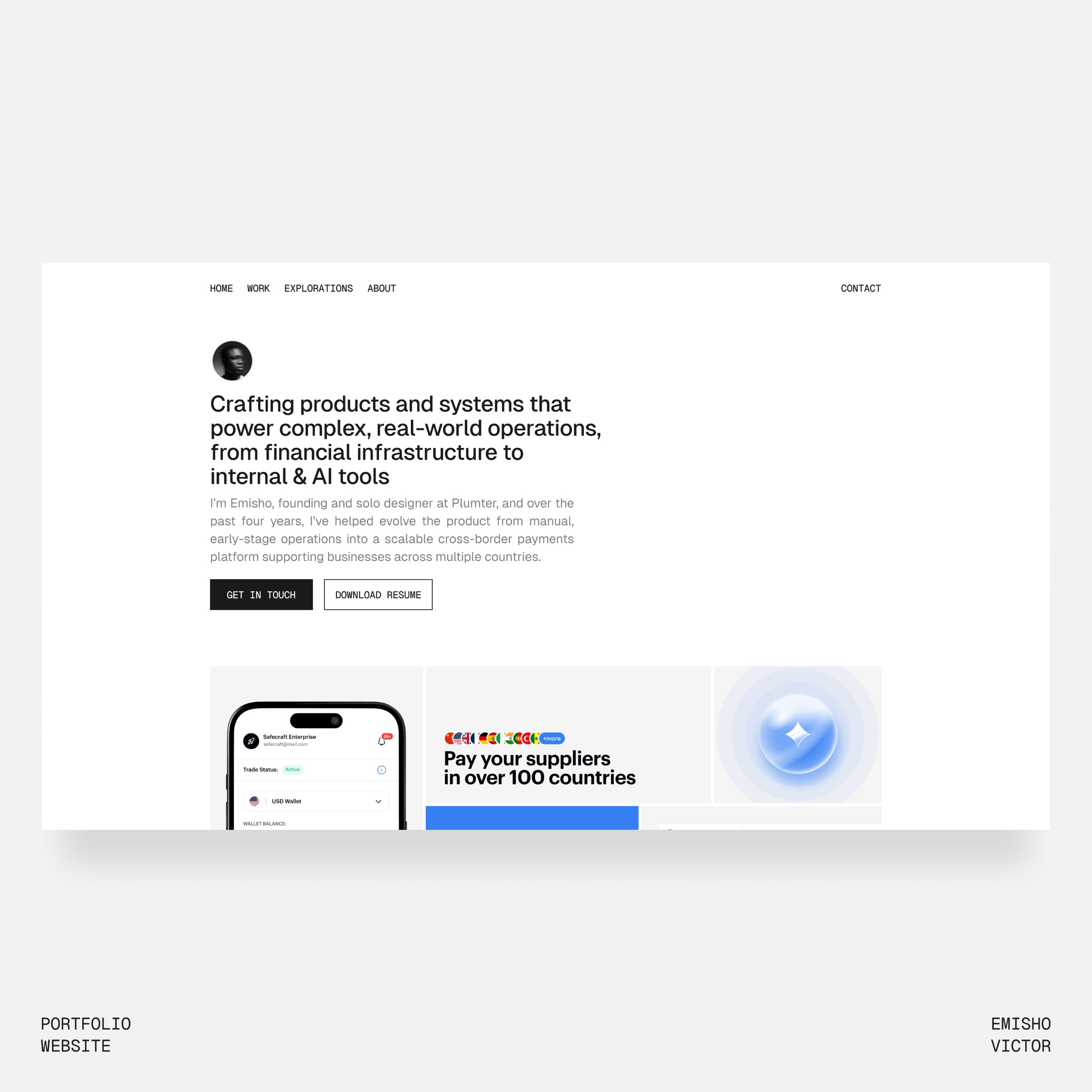 Simplified Portfolio Website Image 1