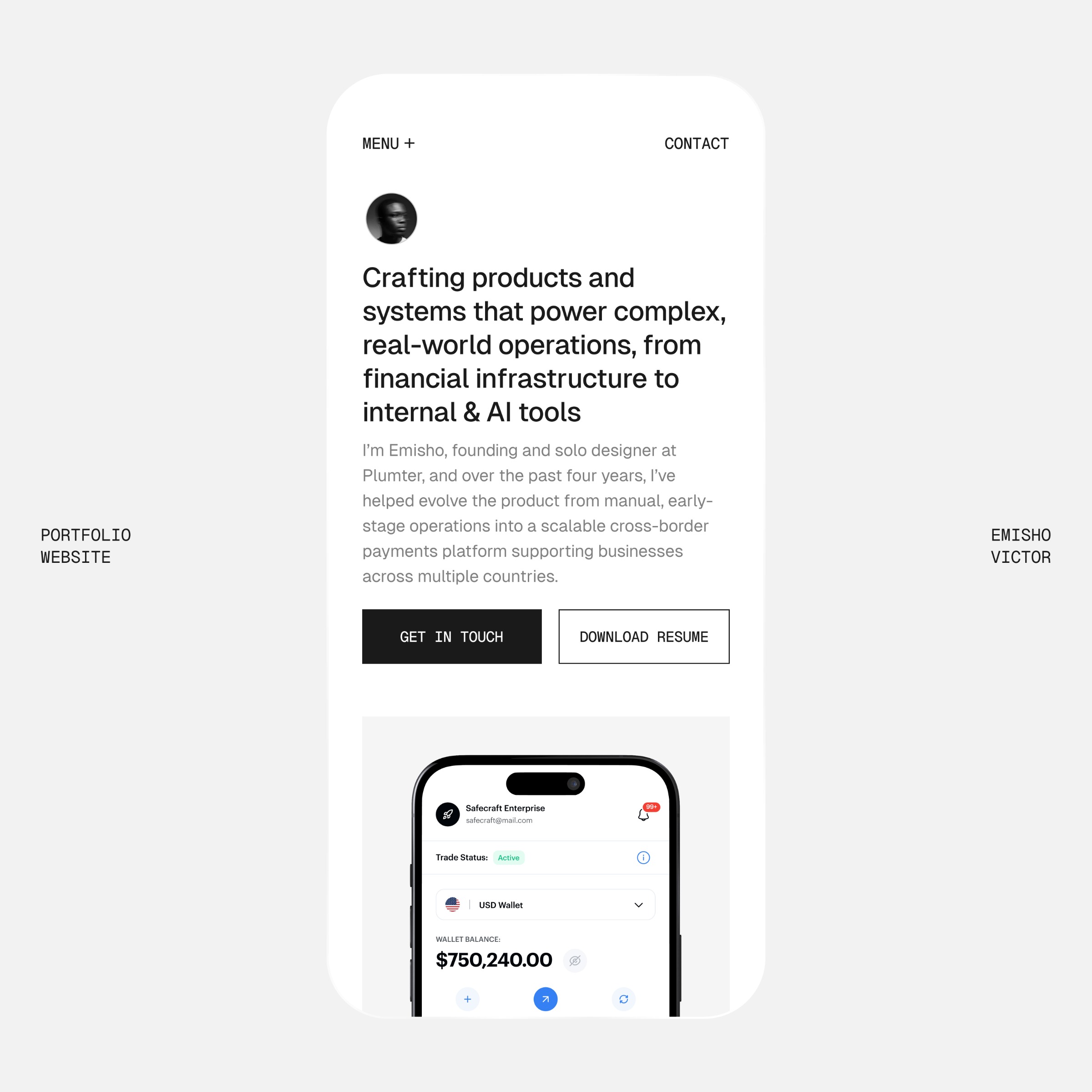 Simplified Portfolio Website Image 2