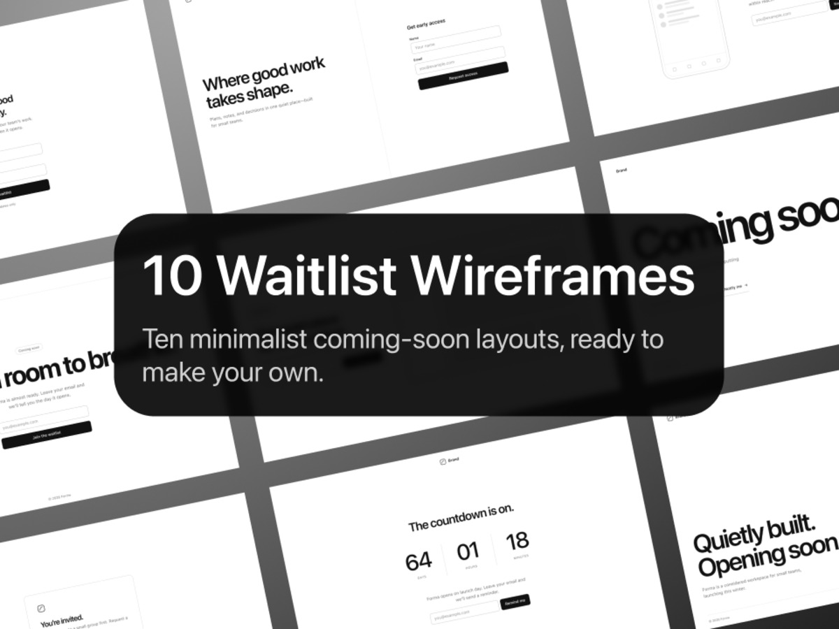 10 Waitlist Wireframes | Figma by Joshua McSorley on Muzli