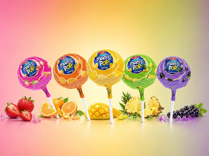 ACN MAM'S POP Multi-Flavour Lollipop Packaging Design