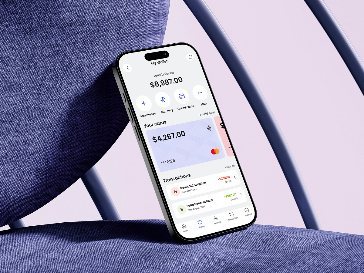 Fintech eWallet Mobile App - My Wallet Screen Design
