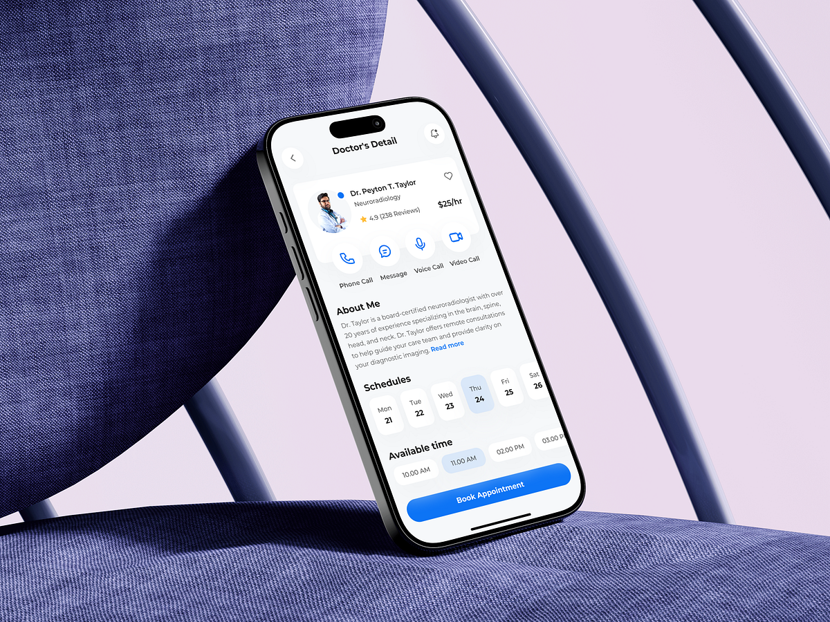 Healthtech Telemedicine Mobile App - Doctor's Detail Screen