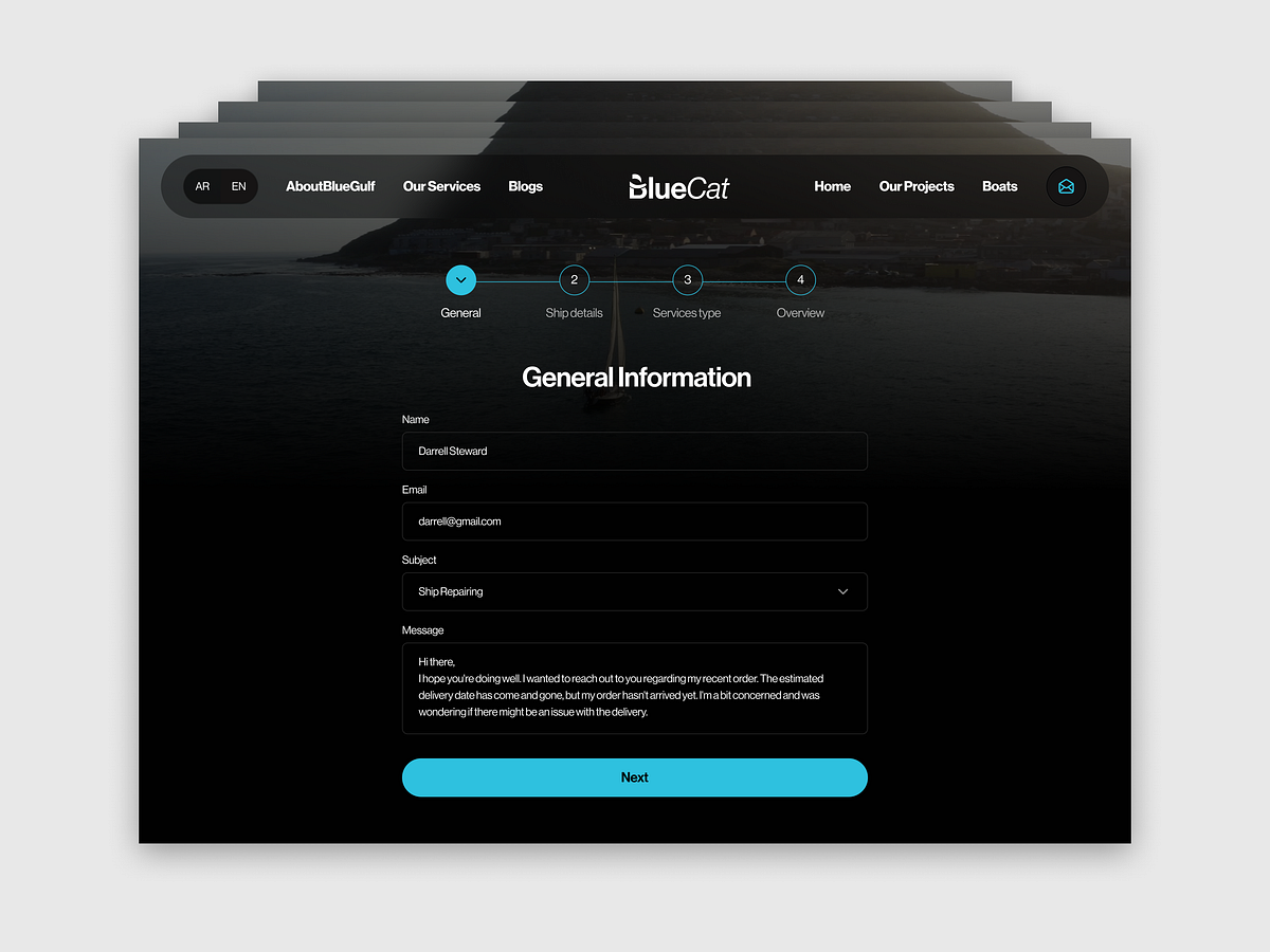 BlueCat – Luxury Yacht Service Flow