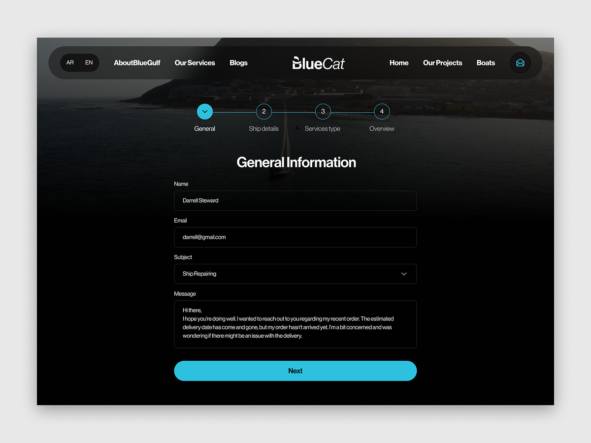 BlueCat – Luxury Yacht Service Flow Image 0