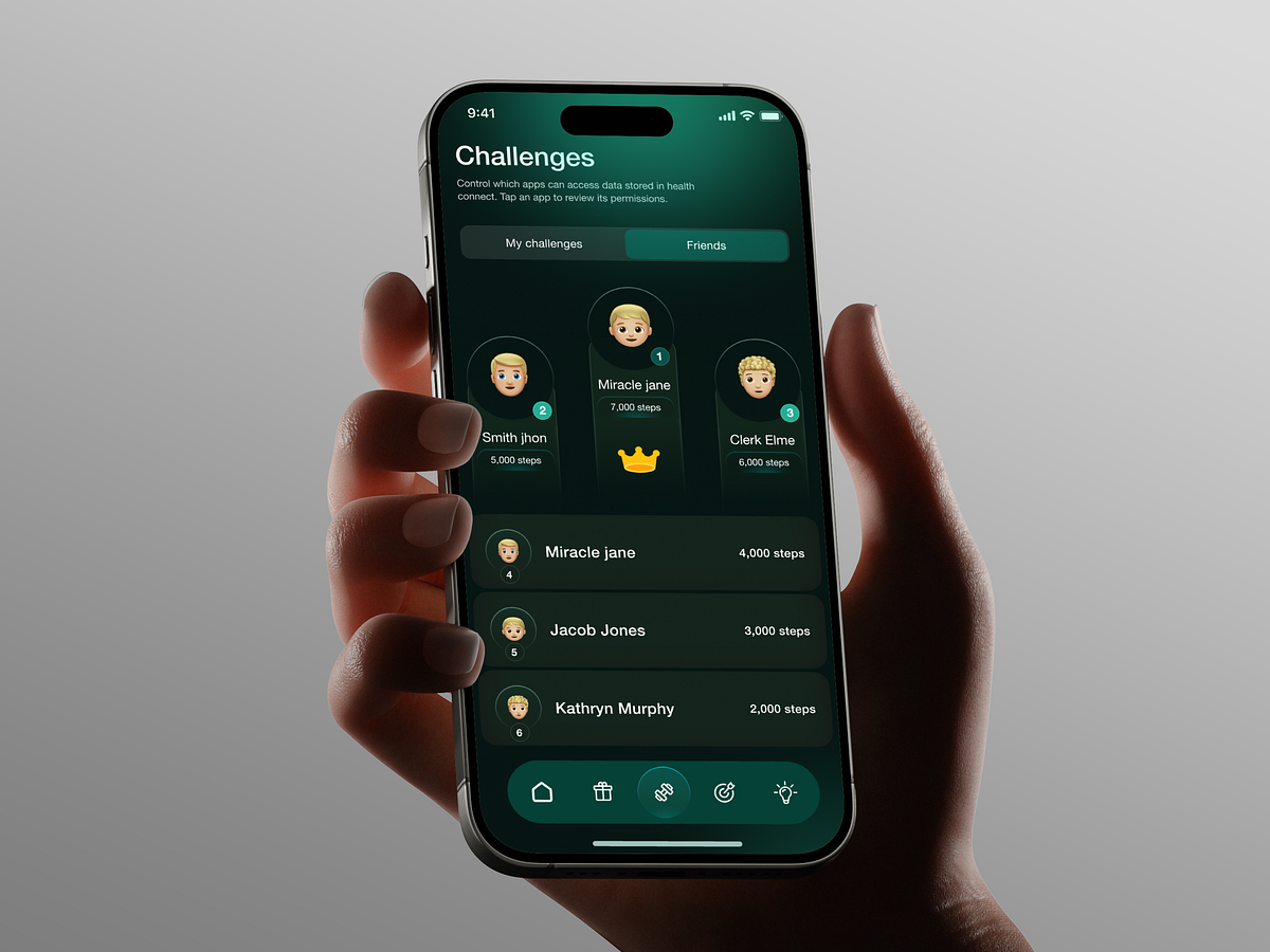 Fitness Challenge App – Gamified Health Tracking UI