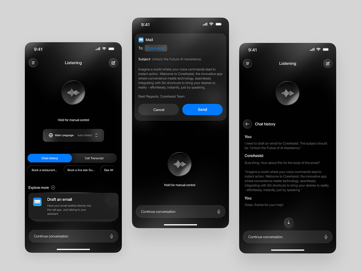 AI Email Drafting Flow – CoreAssist App Design Image 0