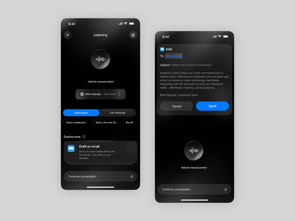 AI Email Drafting Flow – CoreAssist App Design Image 2