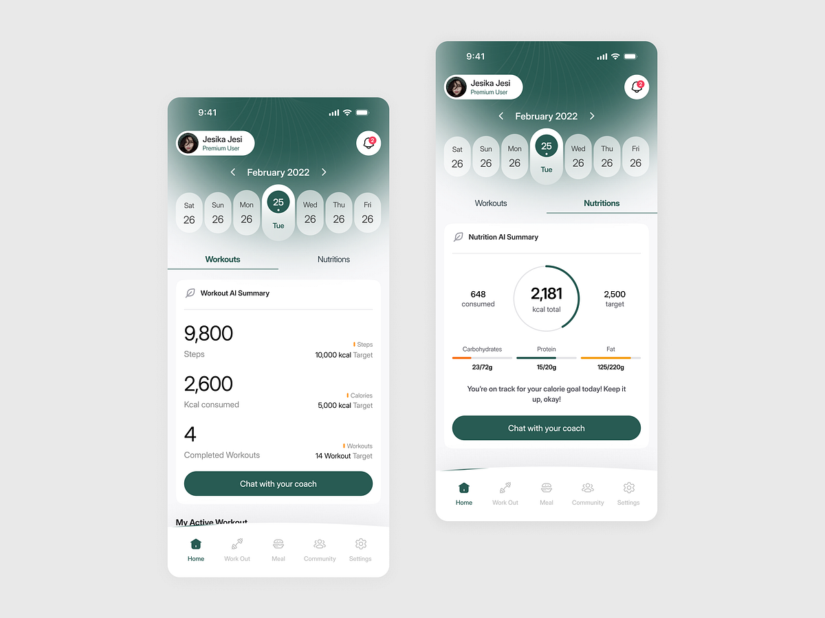 Smart Fitness Nutrition App Design Image 5