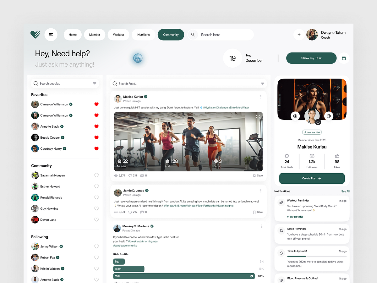 Fitness Nutrition Web App | Social Engagement