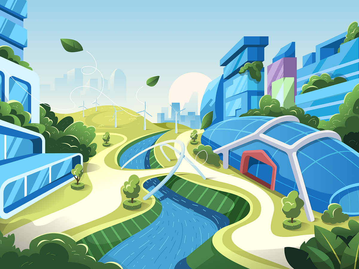 EcoCity Vision - Futuristic Illustration Design