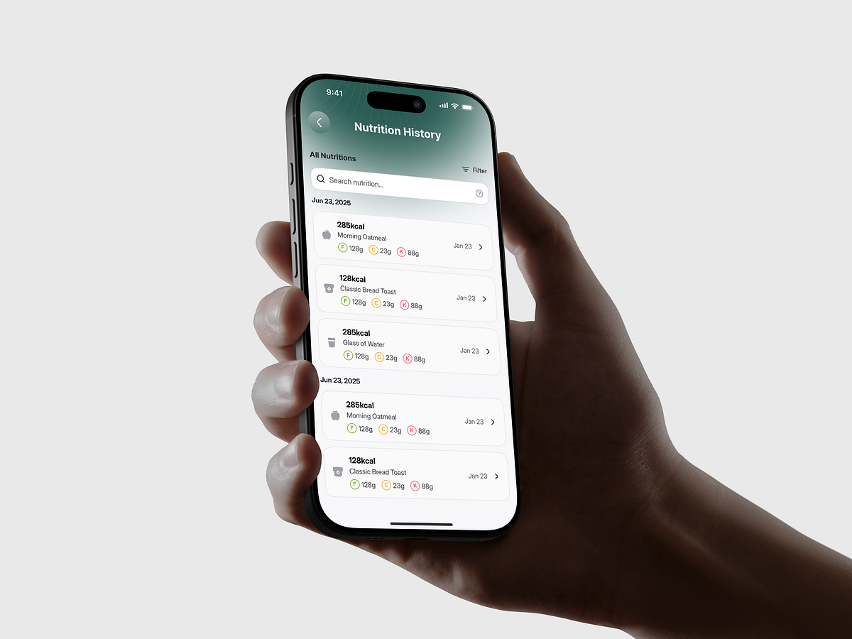 Fitness Nutrition App Design - Meal and Nutrition Score Image 1
