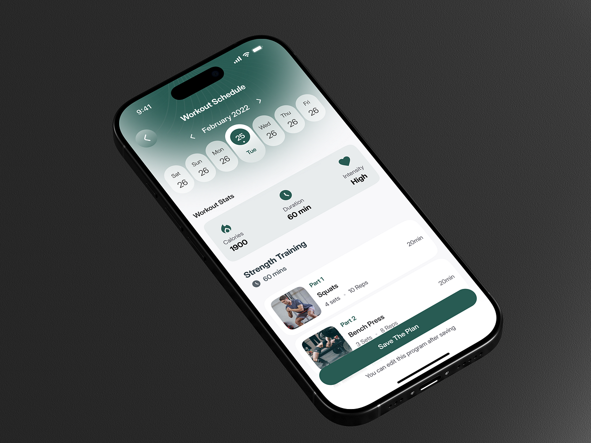 Fitness Nutrition App Design - Workout Goal Setup Flow