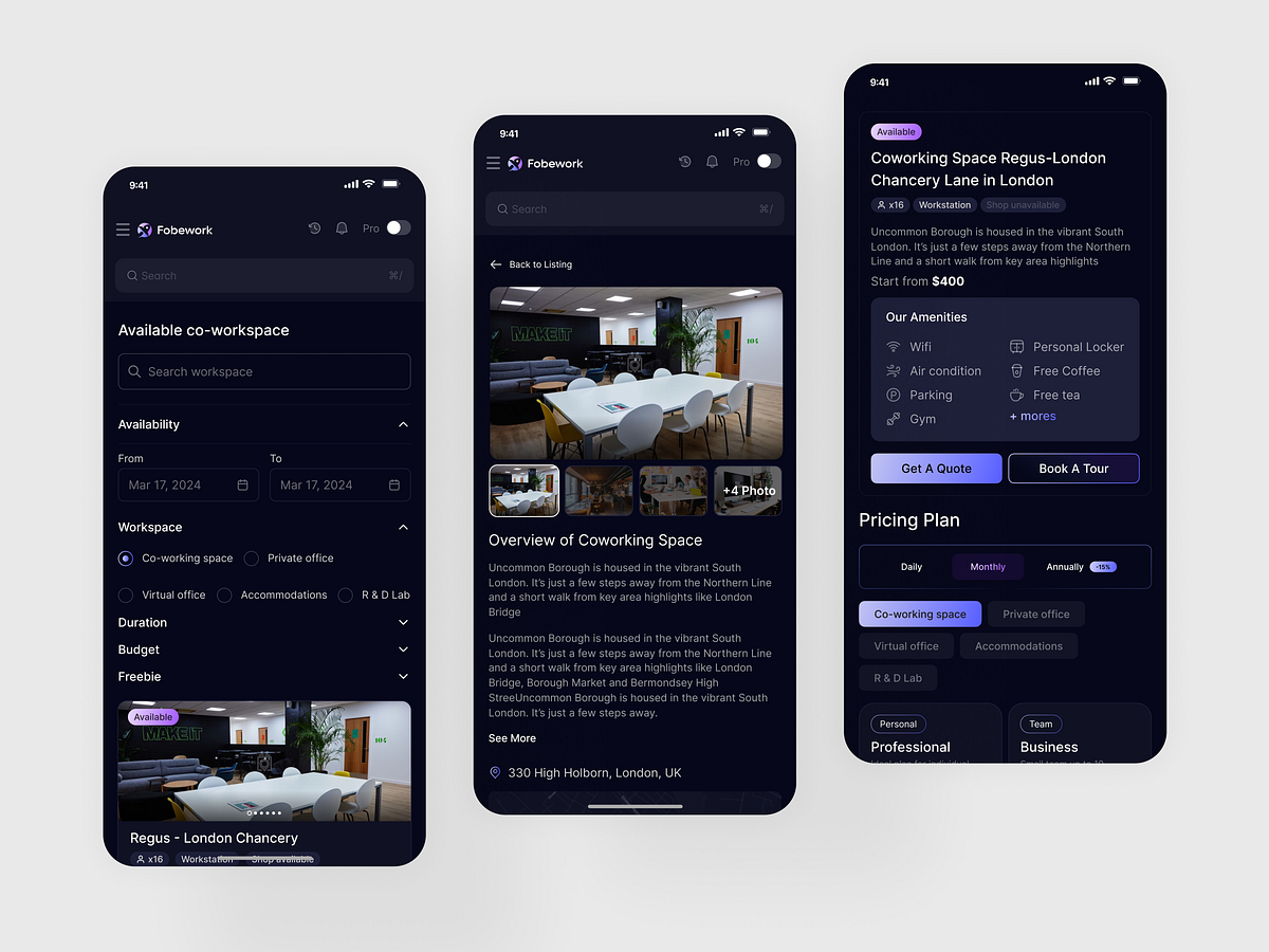 Fobework - Mobile Workspace Booking UI Image 0