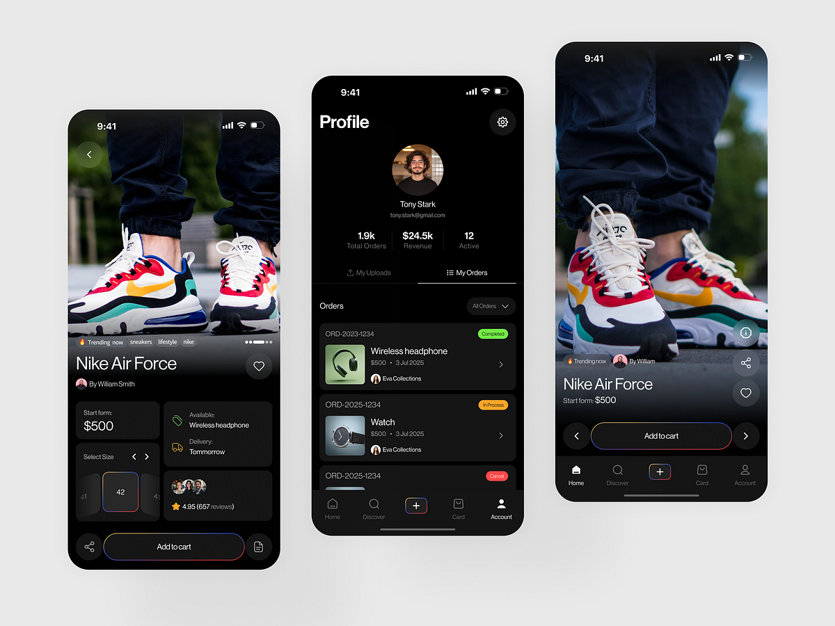 E-commerce Marketplace App | Product & Profile UI Image 1
