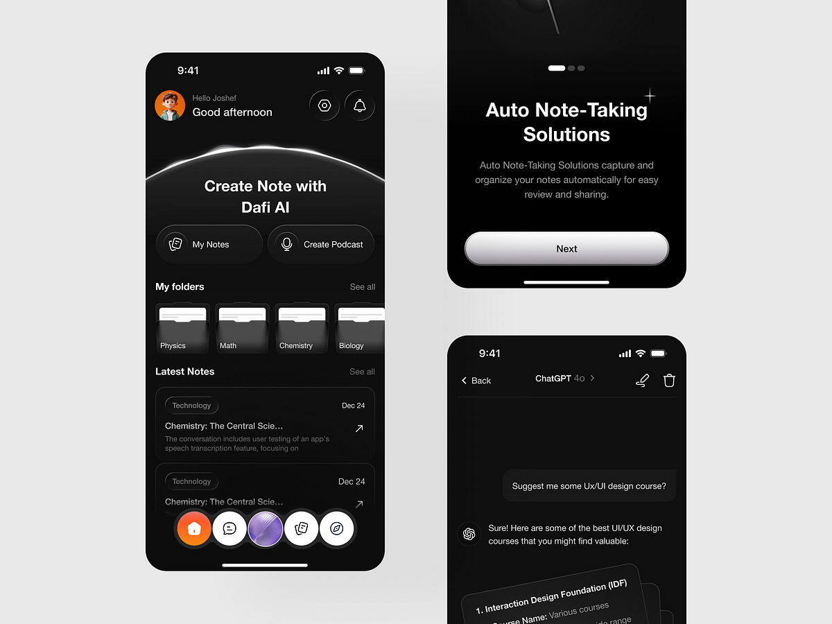 AI Auto Note-Taking App - Dafi AI Mobile UI Design Image 2