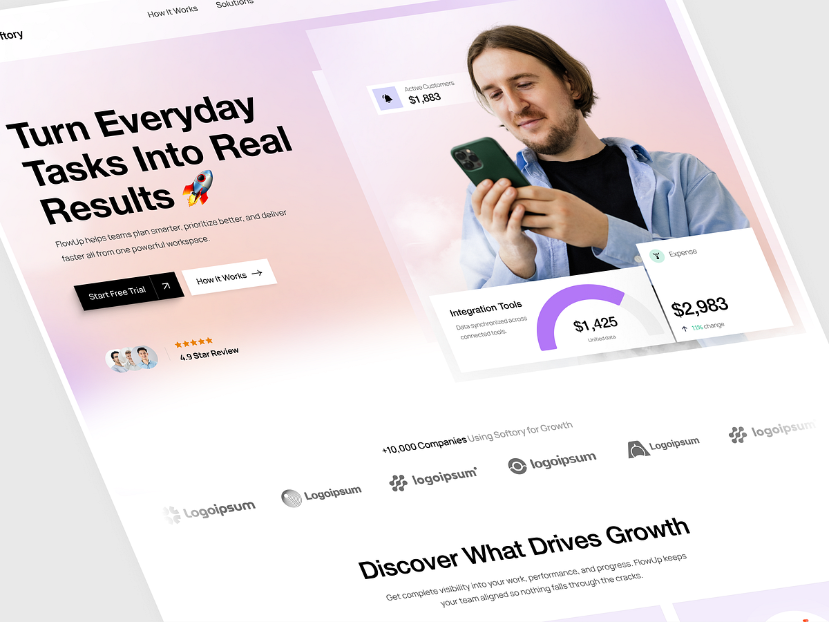 Task Management & Workflow Automation SaaS Landing Page | Web UI Image 1