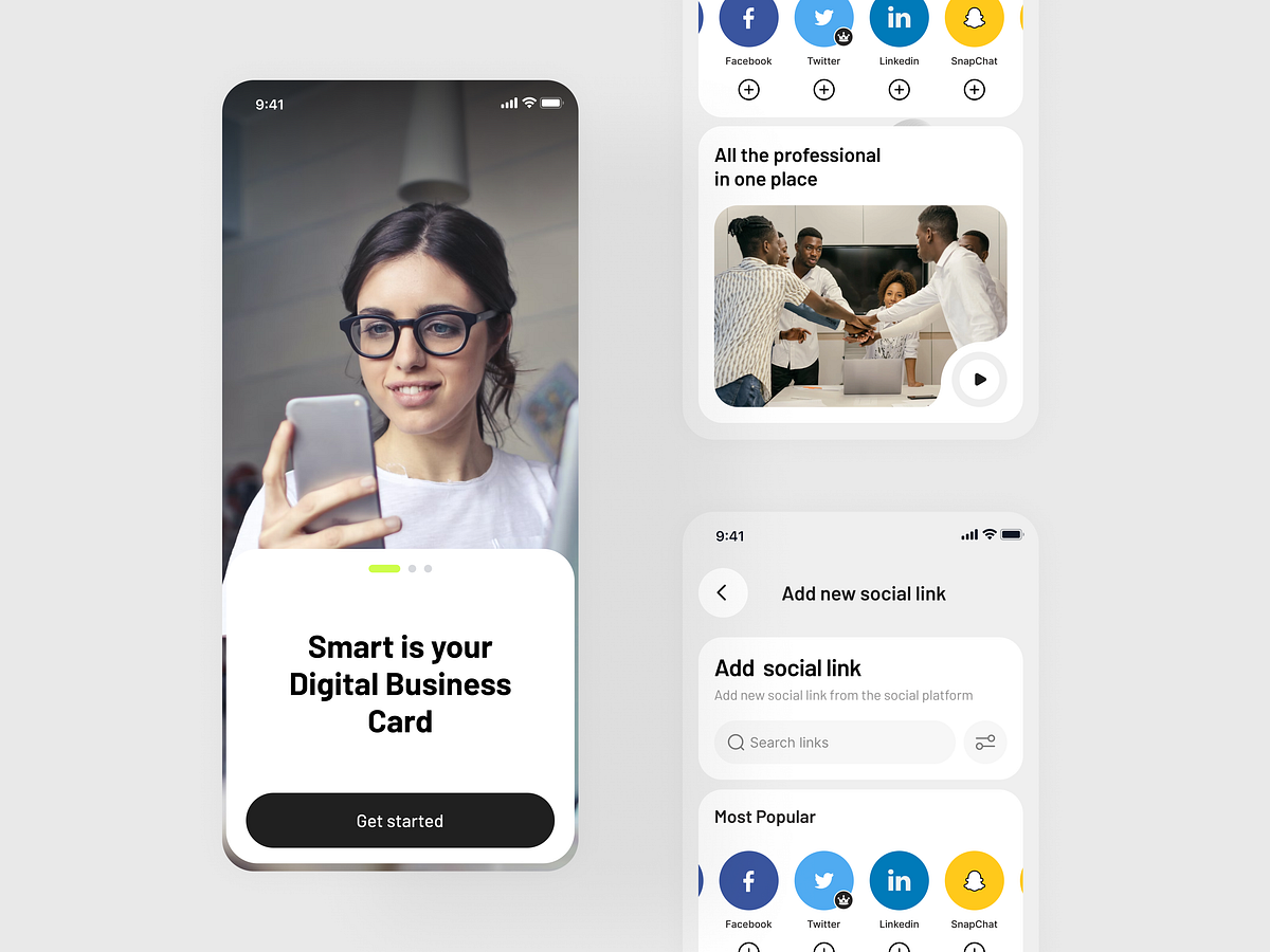 Digital Business Card & Social Link App | Mobile UI Design Image 2