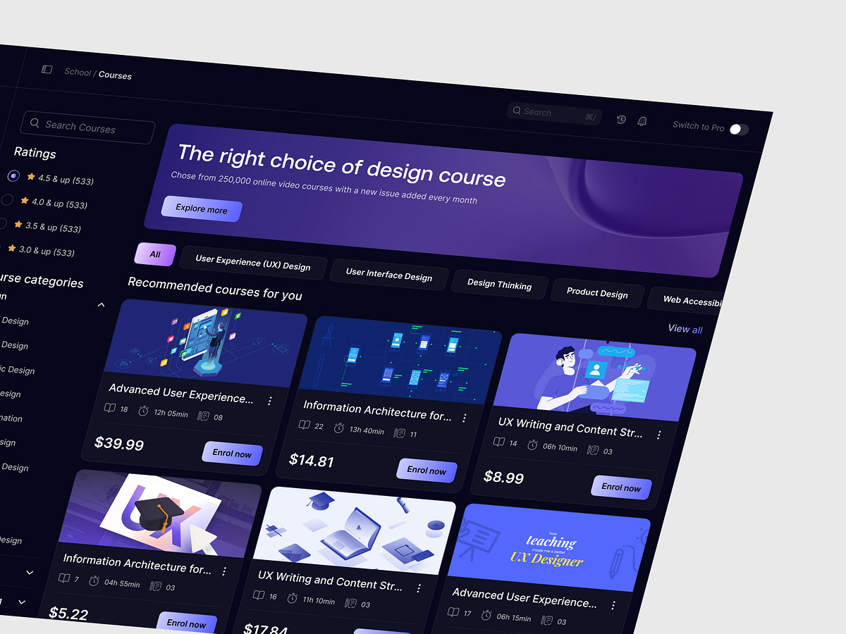 Design Course Marketplace Dashboard | SaaS Web UI Design Image 1