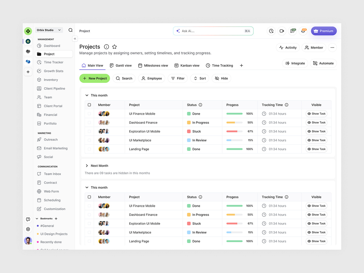 ProjectFlow | Project & Team Management Dashboard UI Image 0