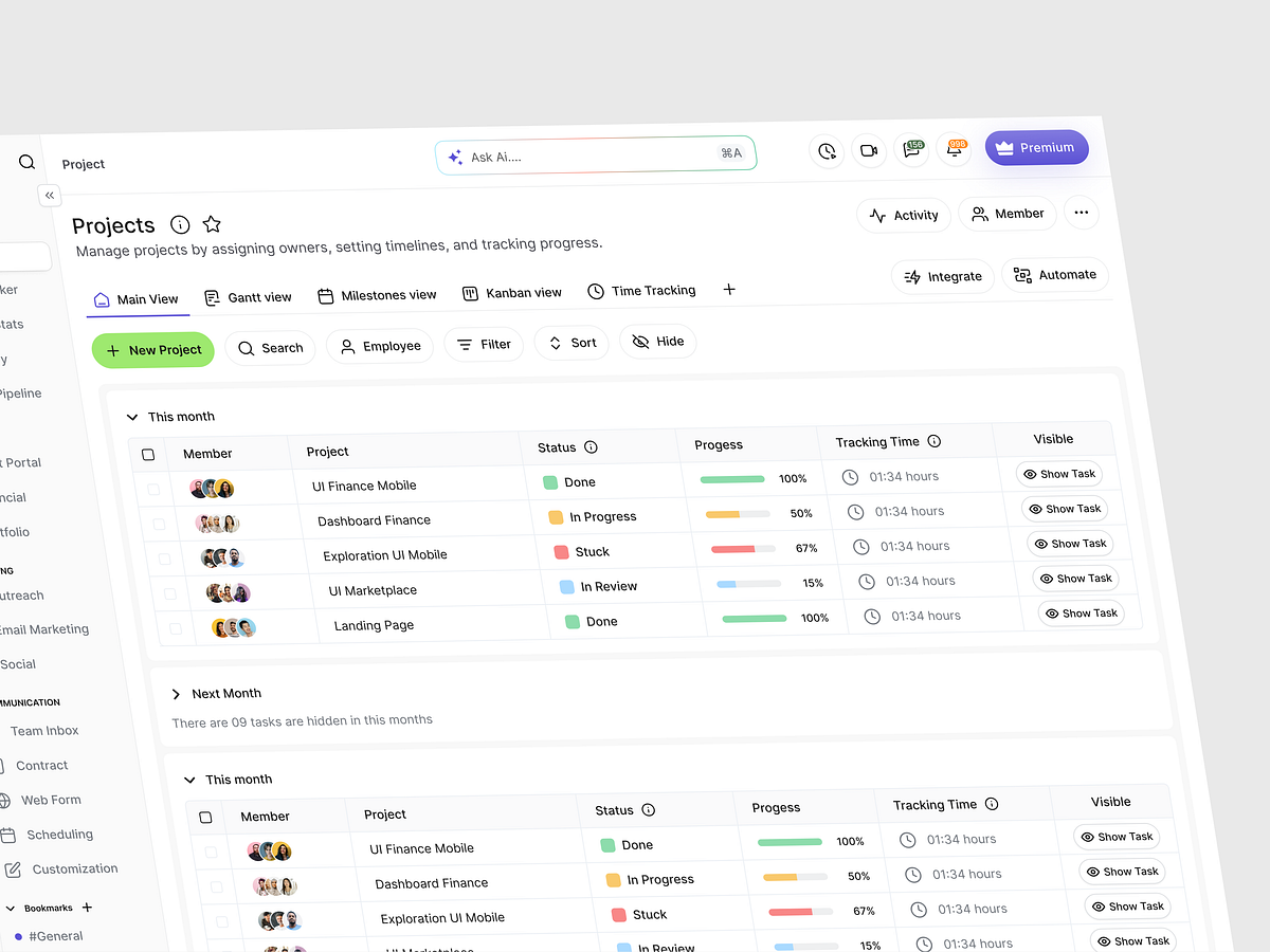 ProjectFlow | Project & Team Management Dashboard UI Image 1