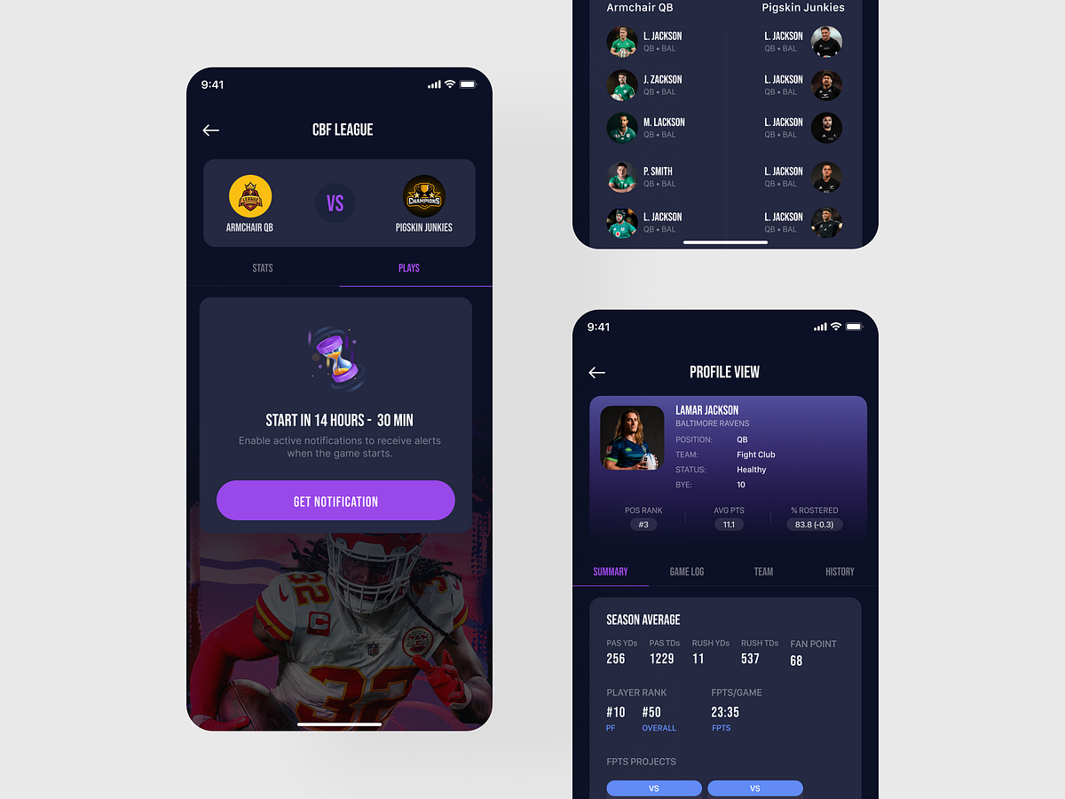 Fantasy League & Match Dashboard App UI Image 2