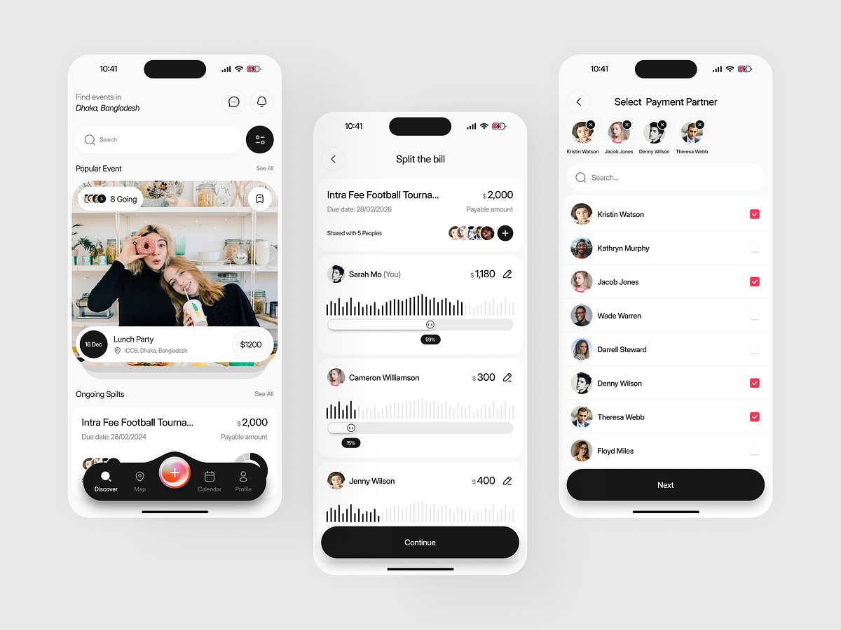 Event & Bill-Splitting Mobile App Design Image 1