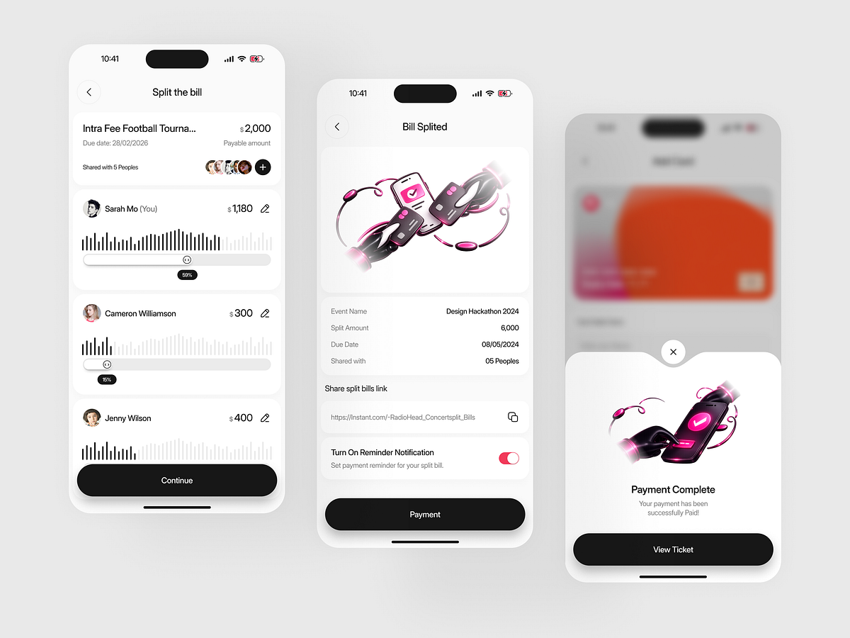Event & Bill-Splitting Mobile App Design Image 2