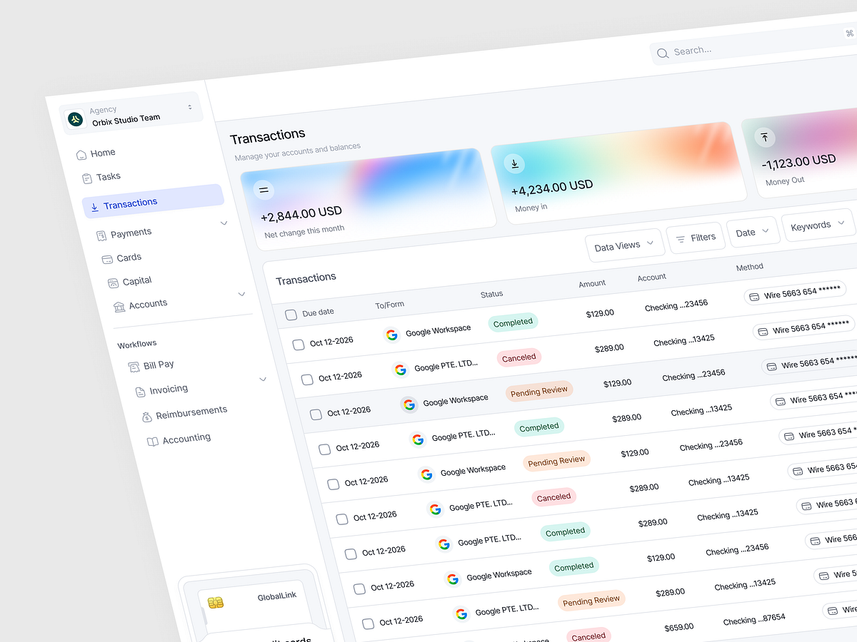 Transaction Management Dashboard Design Image 2