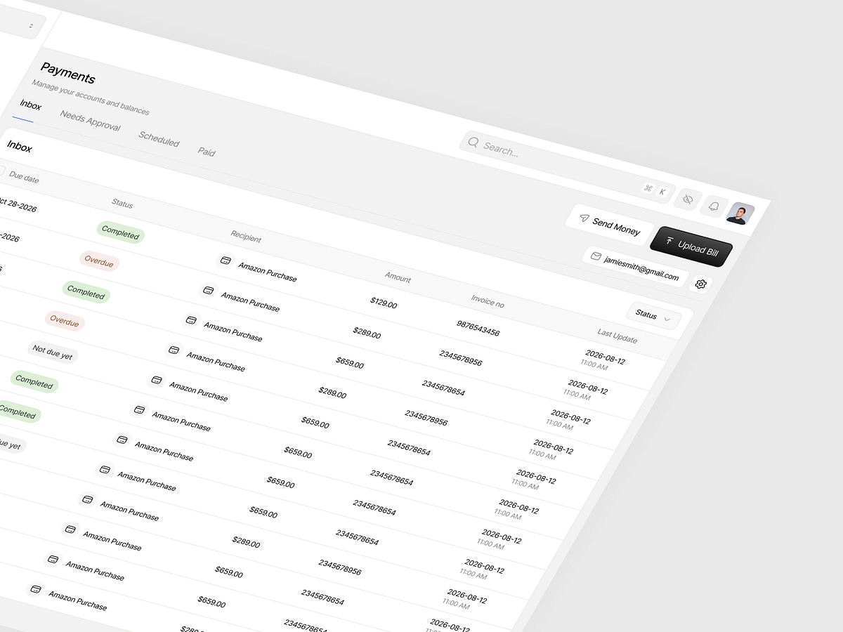 Payments Dashboard Design | Fintech & Expense Management UI Image 1