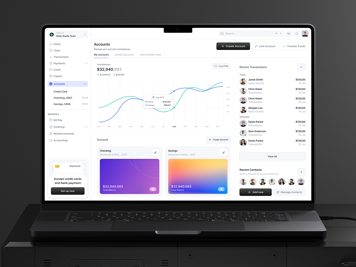 Finance Dashboard UI | Accounts & Balance Management System Image 1