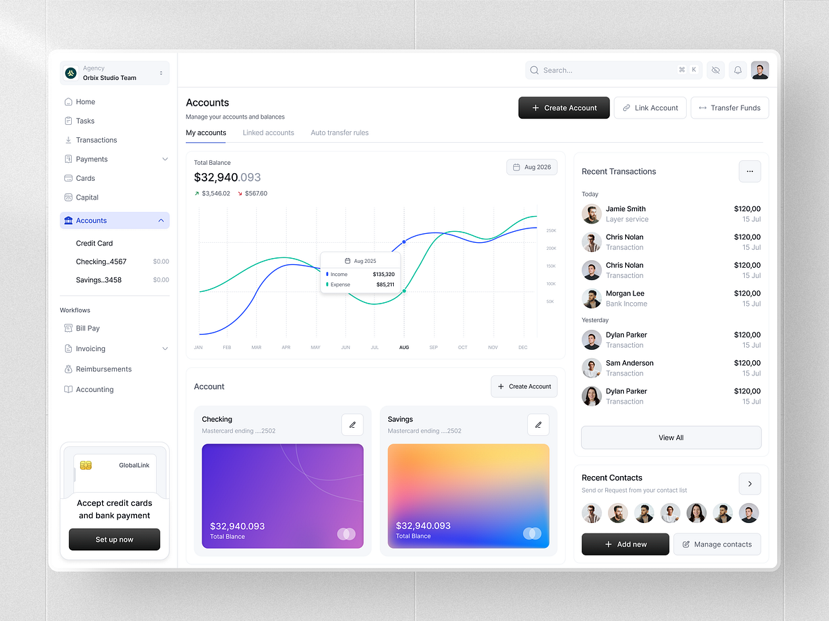 Finance Dashboard UI | Accounts & Balance Management System Image 0