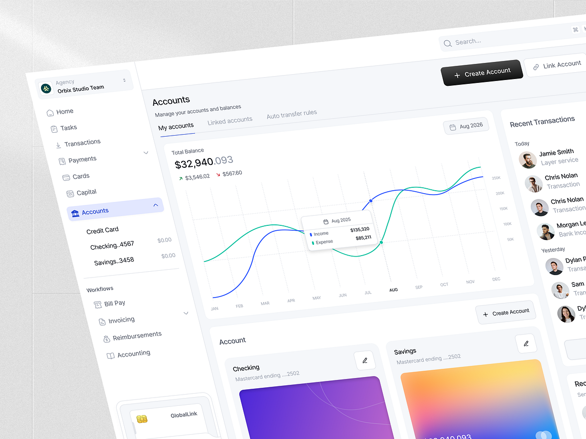 Finance Dashboard UI | Accounts & Balance Management System Image 2