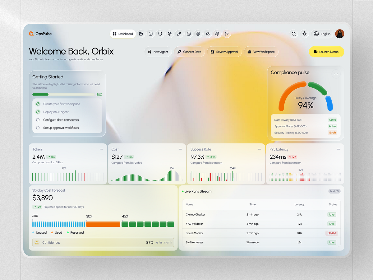 OpsPulse – AI Operations & Compliance SaaS Dashboard Design Image 0