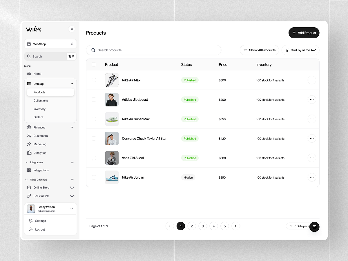 Modern E-commerce Product Management Dashboard Image 0