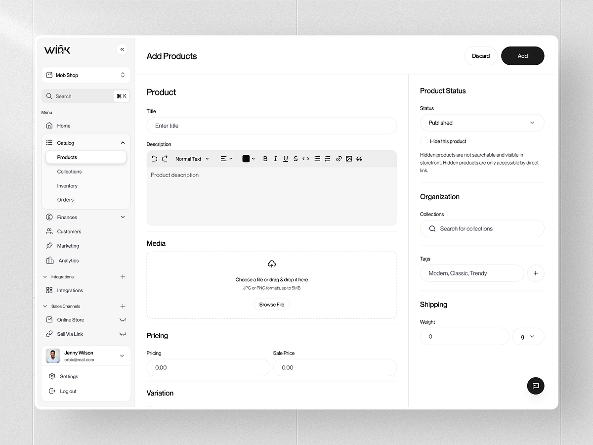 Modern E-commerce Product Management Dashboard Image 2