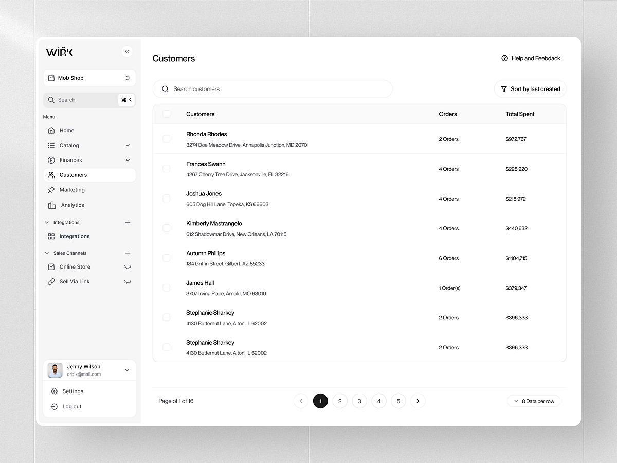 Winx - Customer Management Dashboard Design Image 0