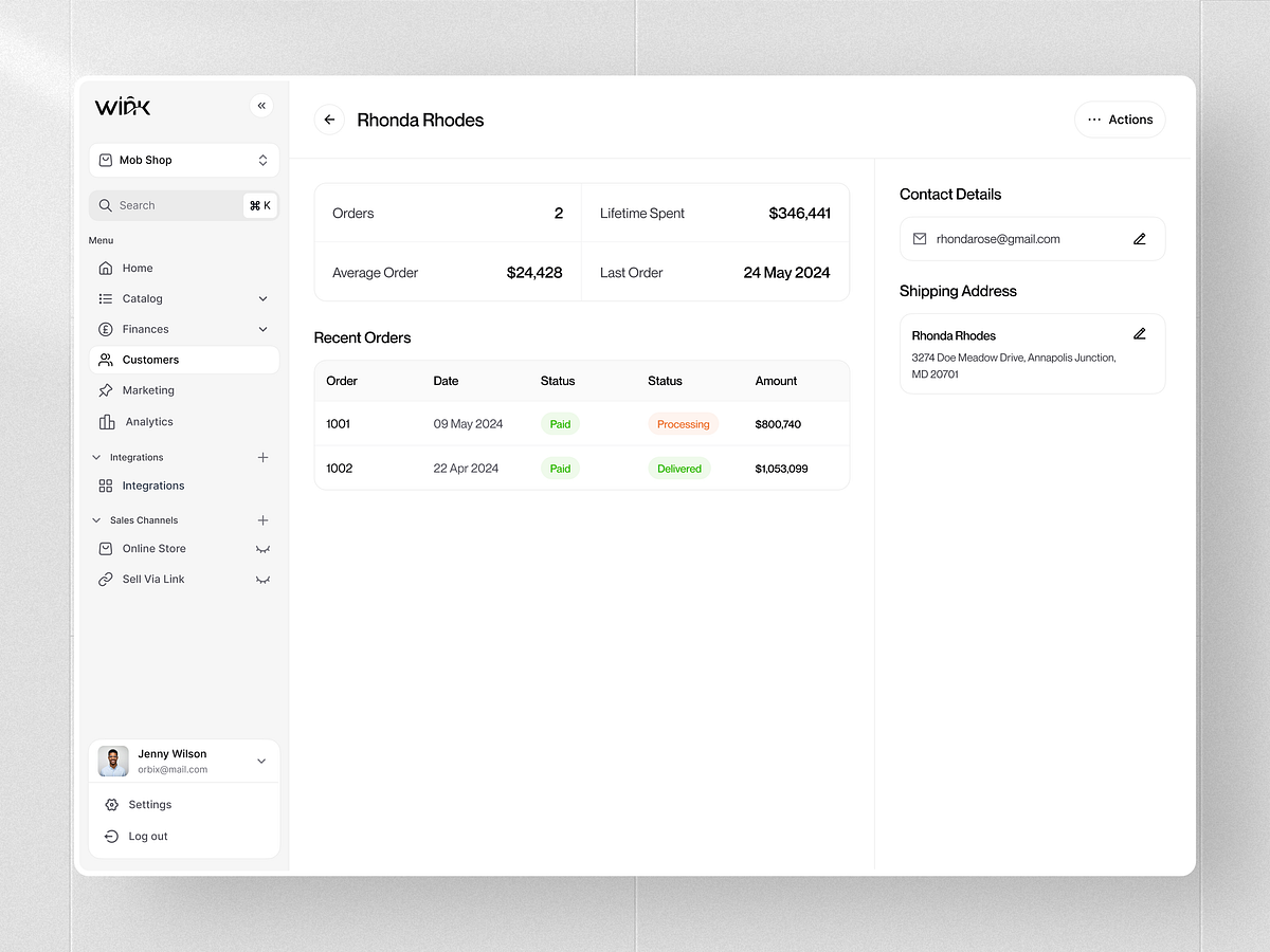 Winx - Customer Management Dashboard Design Image 1