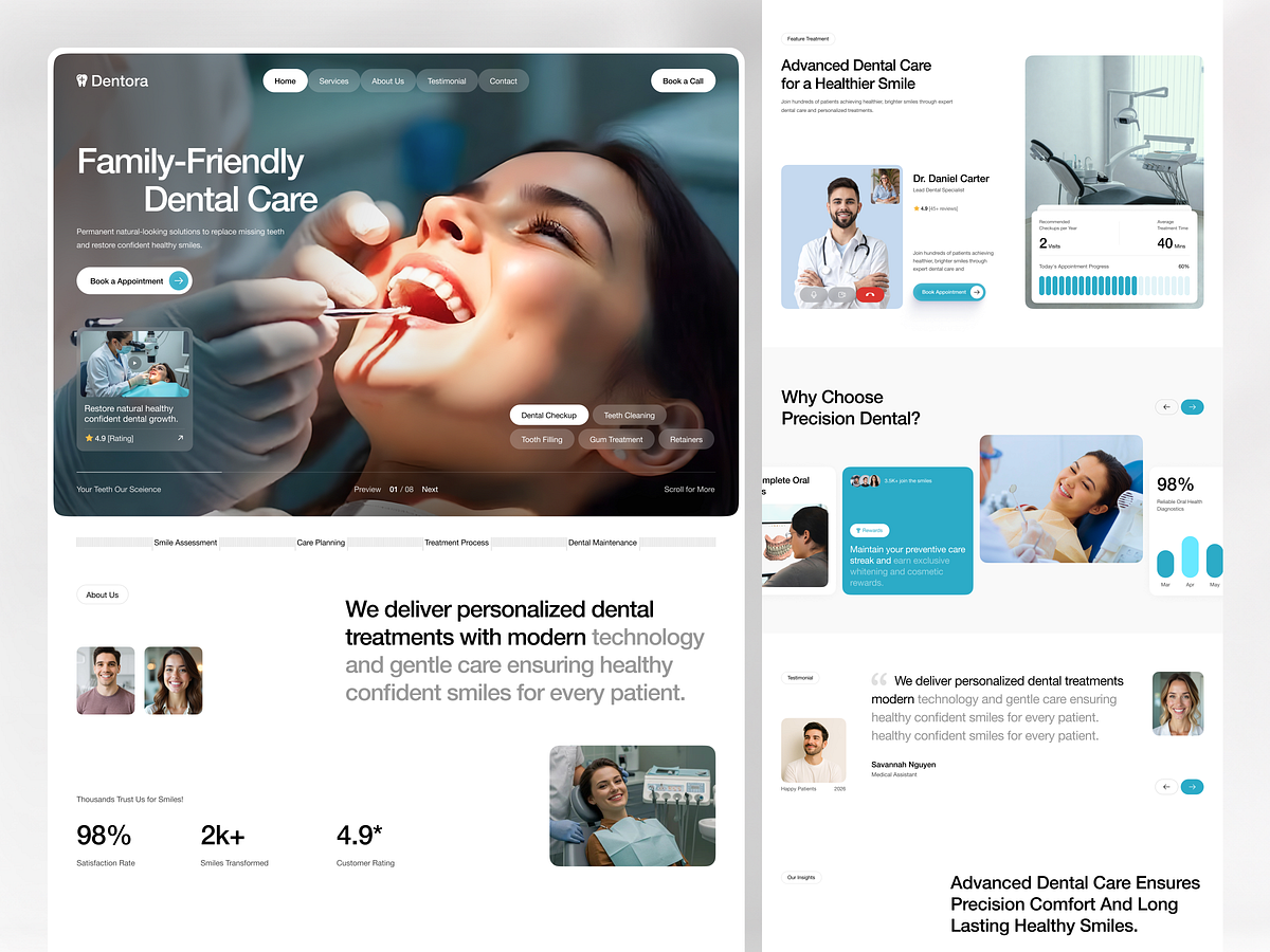 Modern Dental Clinic Website Design — Healthcare Landing Page UI