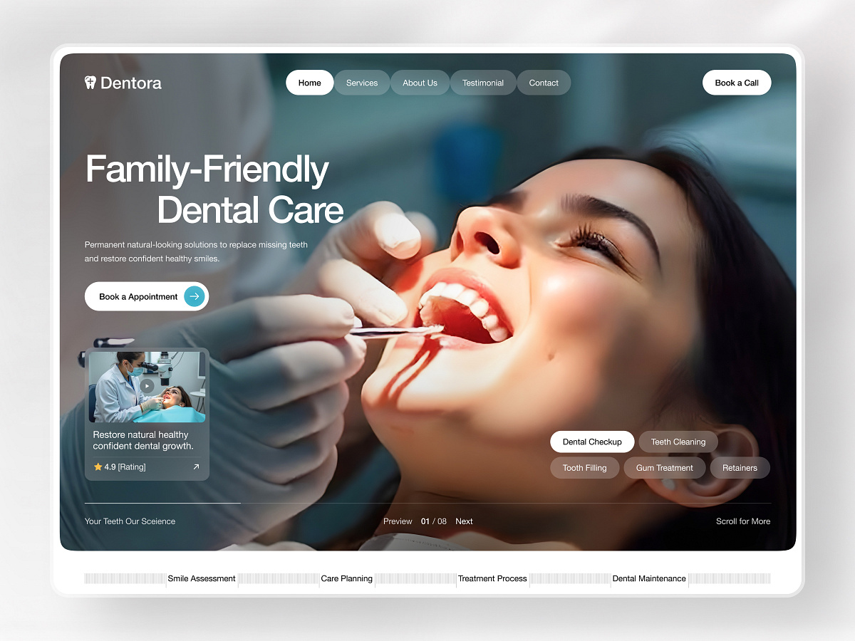 Modern Dental Clinic Website Design — Healthcare Landing Page UI Image 0