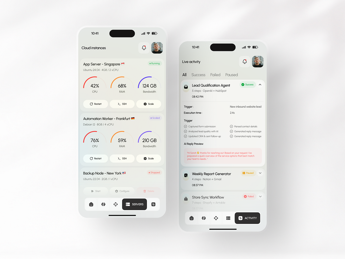 Cloud Instances & AI Automation SaaS Mobile App Design Image 0