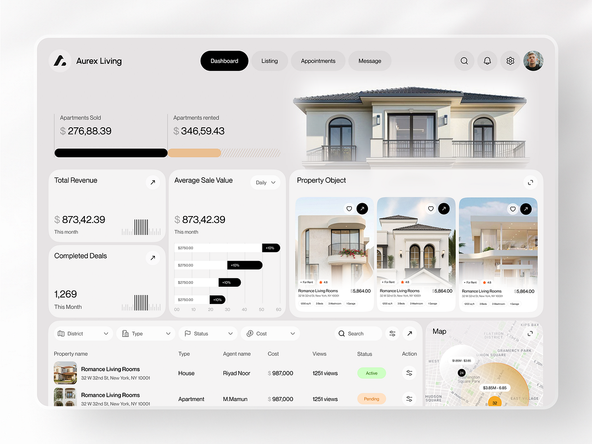 Aurex Living – Real Estate Dashboard Design Image 0