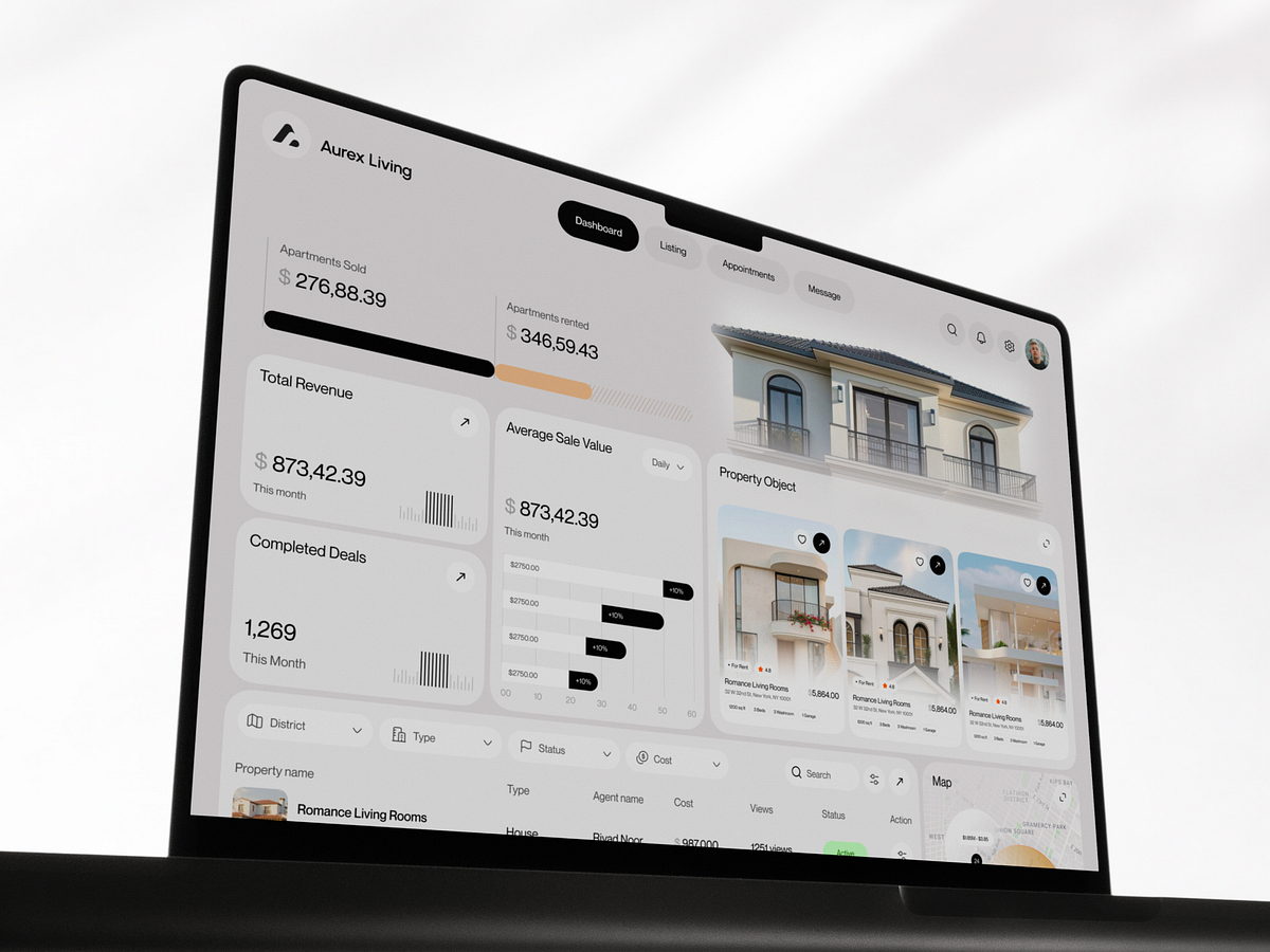 Aurex Living – Real Estate Dashboard Design Image 1